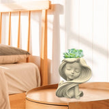 Long-haired Girl Gypsum Silicone Mold for Succulents Concrete Flower Pot Vase