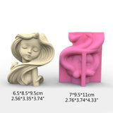 Long-haired Girl Gypsum Silicone Mold for Succulents Concrete Flower Pot Vase