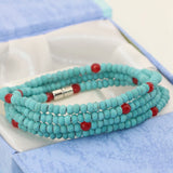 4-Row Calaite Turquoise Faceted Rondelle Beads Bracelet