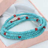 4-Row Calaite Turquoise Faceted Rondelle Beads Bracelet