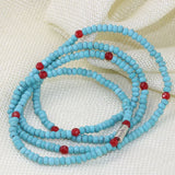 4-Row Calaite Turquoise Faceted Rondelle Beads Bracelet