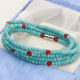 4-Row Calaite Turquoise Faceted Rondelle Beads Bracelet