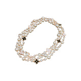 Long Pearl Flower Necklace Hollow Chain for Women