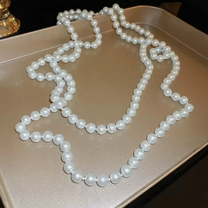Long Pearl Necklace Women Collarbone Chain Autumn Winter French Sweater Chain