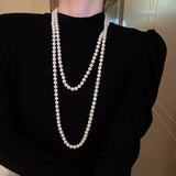 Long Pearl Necklace Women Collarbone Chain Autumn Winter French Sweater Chain