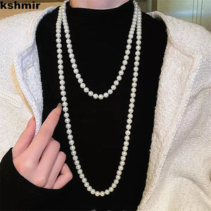 Long Pearl Necklace Women Collarbone Chain Autumn Winter French Sweater Chain