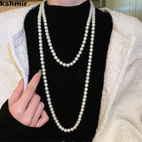 Long Pearl Necklace Women Collarbone Chain Autumn Winter French Sweater Chain