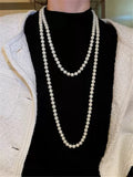 Long Pearl Necklace Women Collarbone Chain Autumn Winter French Sweater Chain