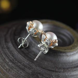 Mother of Pearl Shell Beads 925 Sterling Silver Earrings