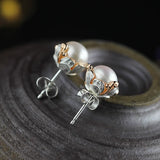 Mother of Pearl Shell Beads 925 Sterling Silver Earrings
