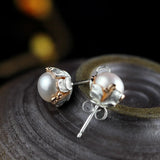 Mother of Pearl Shell Beads 925 Sterling Silver Earrings