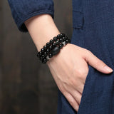 Men's Tiger Eyes Stone Beaded Bracelets Multilayer Charms Bracelet