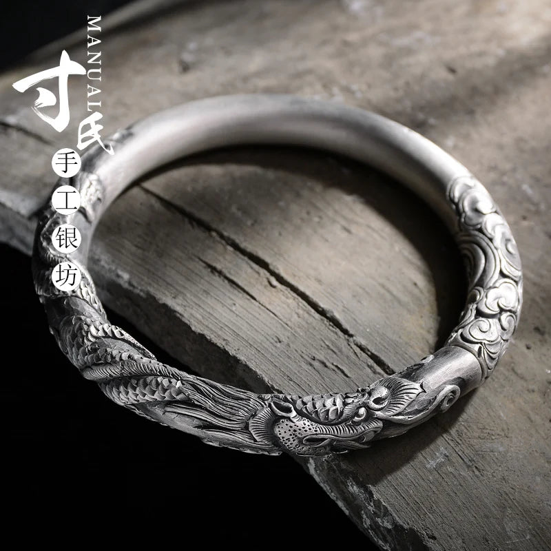 Xiangyun Bracelet 999 Silver Bangle Men's Tyrant Silver Bracelet