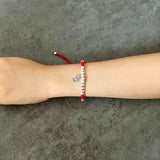 Longevity Symbols Bracelet 925 Sterling Silver Beaded Red Thread