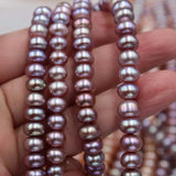 Freshwater Pearl Roundelle Loose Beads Pink/Purple 7-9MM 14inch