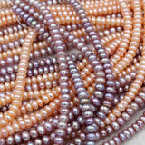 Freshwater Pearl Roundelle Loose Beads Pink/Purple 7-9MM 14inch