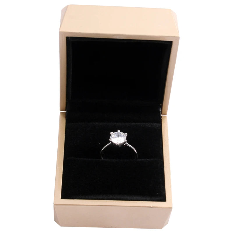 LED Light Jewelry Gift Wedding Ring Display Case