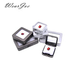 Gemstone Display Box Jewelry Beads Pearls Storage Holder Metal Glass Top