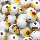 Wooden Beads 15mm Cartoon Bee Sunflower 10pcs