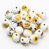 Wooden Beads 15mm Cartoon Bee Sunflower 10pcs
