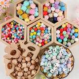 Silicone Beads Wood Bead Mix for Jewelry Making DIY Pacifier Chain