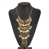 Ethnic Retro Multi-Layer Tassel Coin Necklace European American Jewelry