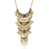 Ethnic Retro Multi-Layer Tassel Coin Necklace European American Jewelry