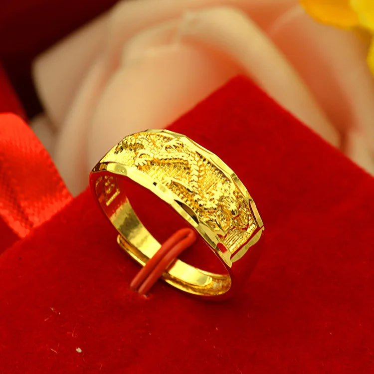 Retro Dragon Phoenix Couple Ring Adjustable Jewelry