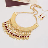 Vintage Tassel Coin Necklace Jewelry Set