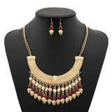 Vintage Tassel Coin Necklace Jewelry Set