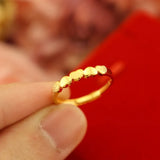 Gold-Plated Heart Women's Ring, Adjustable Jewelry