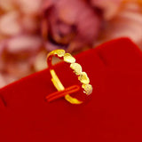Gold-Plated Heart Women's Ring, Adjustable Jewelry