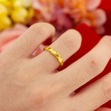 Gold-Plated Heart Women's Ring, Adjustable Jewelry
