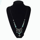 Ethnic Necklace Miao Silver Turquoise Tassel Jewelry