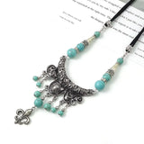 Ethnic Necklace Miao Silver Turquoise Tassel Jewelry