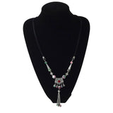 Boho Retro Miao Silver Necklace Turquoise Tassel Sweater Chain