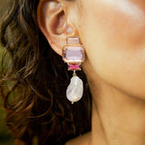 Lady Bambina Zircon Studded Pearl Earrings