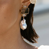 Lady Bambina Zircon Studded Pearl Earrings