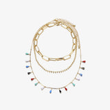 Colorful Water Drop Necklaces Multi-layers Chain Torques Necklaces