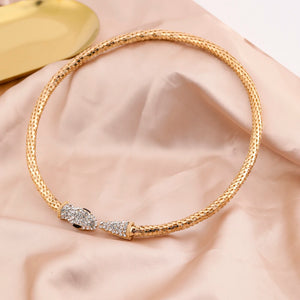 Lady Snake Curved Bar Neck Collar Choker Necklace Rhinestone Statement Jewelry