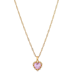 Lost Lady ING Gemstone Necklace Romantic Lady Peach Heart Necklace