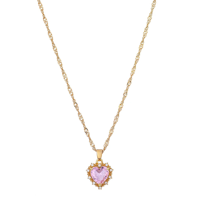 Lost Lady ING Gemstone Necklace Romantic Lady Peach Heart Necklace
