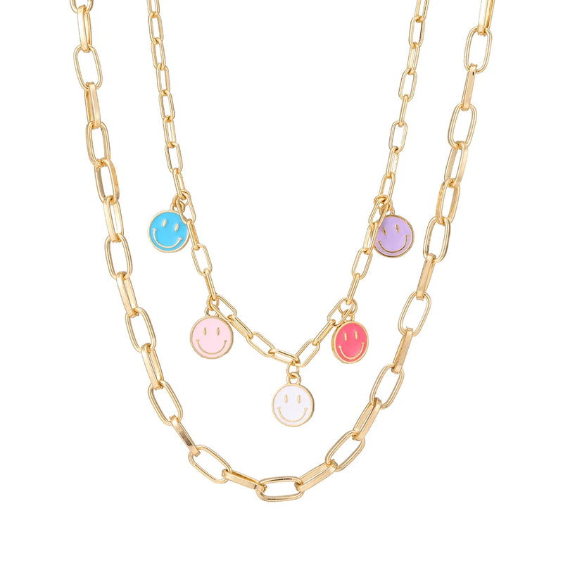 Colorful Smiley Ladies Necklace Birthday Gift Jewelry