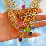 Colorful Smiley Ladies Necklace Birthday Gift Jewelry