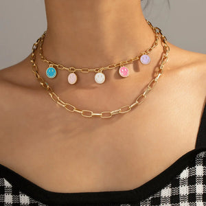 Colorful Smiley Ladies Necklace Birthday Gift Jewelry