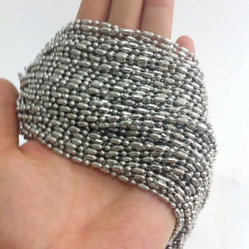 10M 2.4mm Stainless Steel Sheet Rice Beads Chain Jewelry Finding