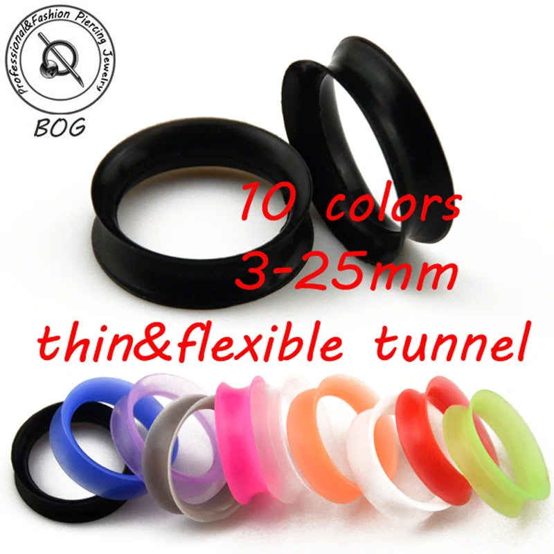 10 Pairs Silicone Flexible Double Flared Ear Plugs Ear Gauge Expander