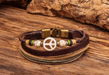 Surfer Peace Men's Multilayer Friendship Bracelet Handcraft Wood Beads