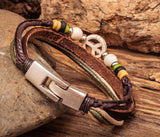 Surfer Peace Men's Multilayer Friendship Bracelet Handcraft Wood Beads