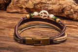 Surfer Peace Men's Multilayer Friendship Bracelet Handcraft Wood Beads
